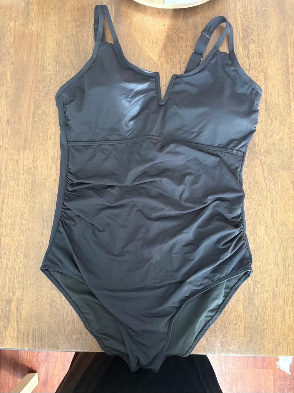 Younique Black V-Notch Ruched One-Piece Swimsuit